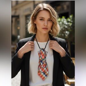 “Dainty Dapper”Elegant Multicolor plaid necktie Necklace